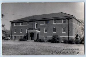 McPherson Kansas KS Postcard RPPC Photo McPherson College Fahnestock Hall 1961