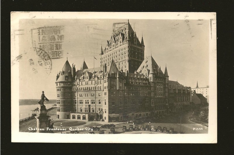 Postmarked 1947 Quebec City Chateau Frontenac Real Photo Postcard