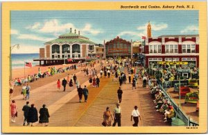 Postcard NJ Asbury Park Boardwalk and Casino 1945