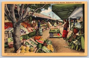 The Original Farmers Market Hollywood California Fruits & Vegetables Postcard