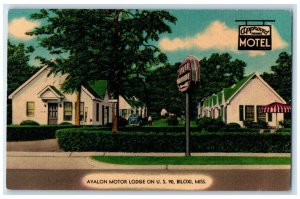 c1950's Avalon Motor Lodge on US 90 Biloxi Mississippi MS Unposted Postcard