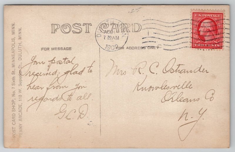 RPPC Dapper Young Man Boaters Hat Studio Real Photo Duluth MN Postcard H49