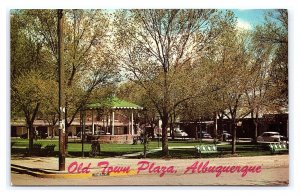 Old Town Plaza Albuquerque New Mexico Postcard Old Cars