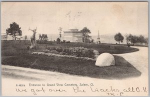 1906 Salem Ohio Grand View Cemetery Deer Statue Rotograph Postcard H82