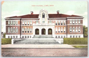Vintage High School Lima Ohio Postcard Printed in Germany