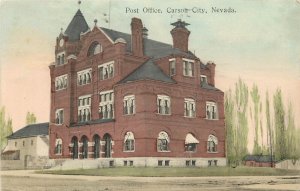 Hand-Colored Postcard; Carson City NV Post Office, Posted 1910, R. Behrendt Pub.