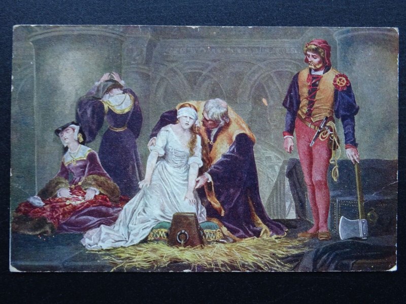 Leicester EXECUTION of LADY JANE GREY at Tower of London 1554 c1908 Postcard GP