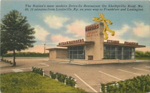 Postcard Kentucky Louisville Pryor's Drive in Restaurant Nationwide 23-6474