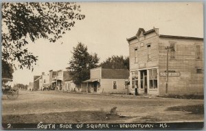 UNIONTOWN KS SOUTH SIDE OF SQUARE ANTIQUE REAL PHOTO POSTCARD RPPC