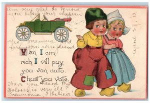 1913 Dutch Girls Auto Car Baltimore Maryland MD Posted Antique Postcard