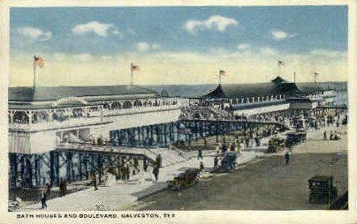 Bath Houses and Boulevard - Galveston, Texas