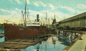 Postcard Early View of Lumber Loading at Docks in Beaumont, TX.    P4