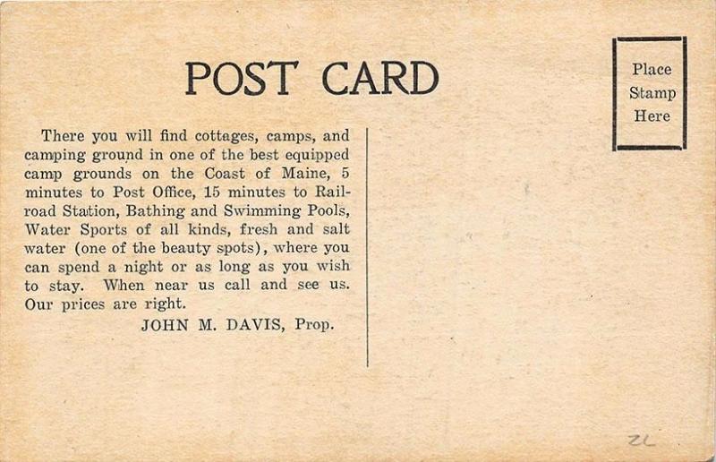 Wells Corner ME Ocean View Park Advertising Postcard