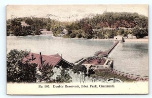 CINCINNATI, OH Ohio ~ DOUBLE RESERVOIR at EDEN PARK 1907 Hand Colored  Postcard