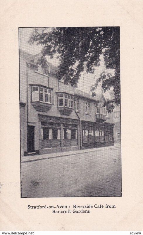 STRATFORD-ON-AVON, Warwickshire, England, 1930s; Riverside Cafe From Bancroft...