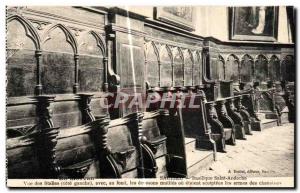 Old Postcard En Morvan Saulieu Basilica of Saint Andoche View Stalls with bas...