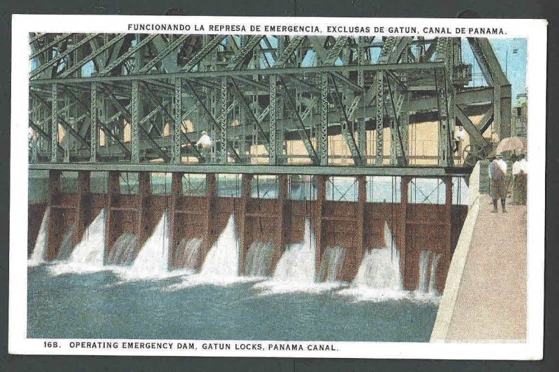 Ca 1912 PPC* Panama Canal Zone Operating Emergency Dam Gatun Locks Mint