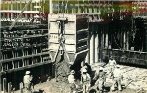 California Dam Construction 1930s Shasta Postcard Dumping concrete 20-10520