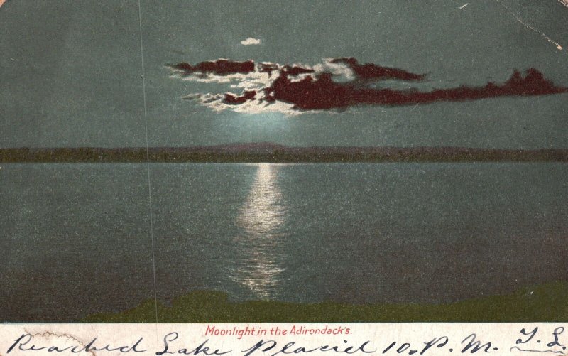 Vintage Postcard 1906 Moonlight In The Adirondacks Mountain New York NY HCL Pub.