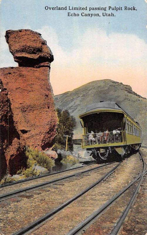 Echo Canyon Utah Pulpit Rock Trolley Antique Postcard K70854