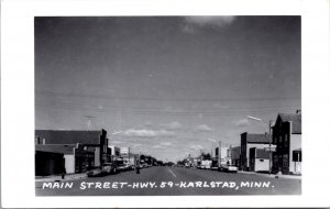 Real Photo Postcard Main Street, Highway 59 in Karlstad, Minnesota