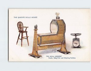 Postcard Cradle, Baby Chair and Weighing Machine, Queen's Doll House, England