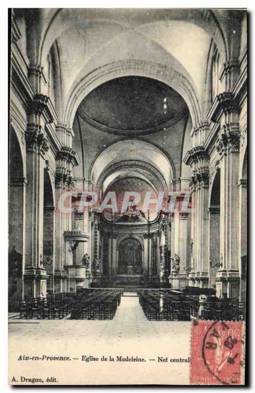 Old Postcard Aix en Provence Madeleine Church Nave