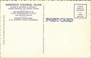 Linen Postcard Harding's Colonial Room Restaurant in Chicago, Illinois~132418