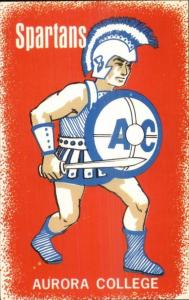 College Sports Mascot Logo Aurora College Spartans c1950s-60s Pstcard rpx