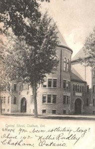 Vintage Postcard 1900's Central School Chatham Ontario Canada Sulman's Beehive