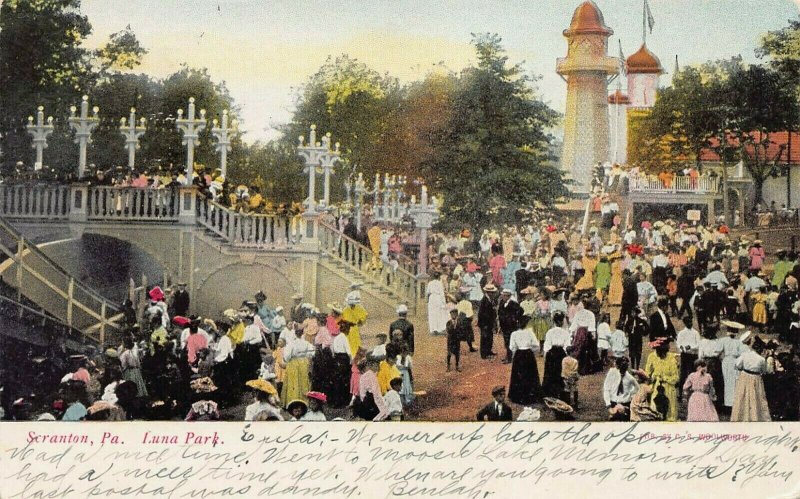 Luna Park Scranton Pennsylvania Early Postcard Used in 1907