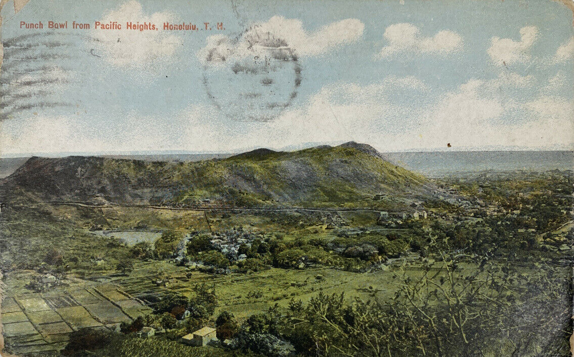 1911 Postcard Hawaii Punch Bowl Crater from Pacific Heights Honolulu