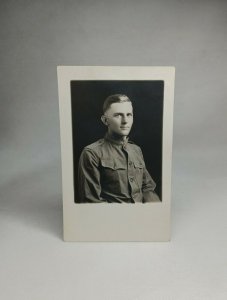 RPPC World War 1 Soldier Posing In Camp Funston Kansas AZO