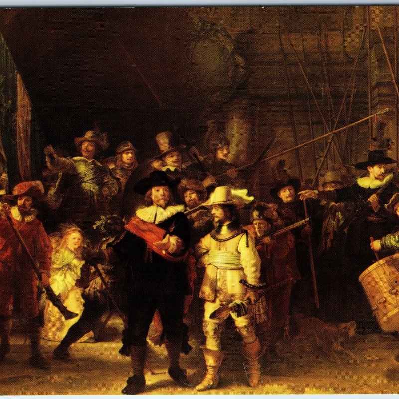 c1950s Amsterdam Rijksmuseum Rembrandt The Night Watch 4x6 PC Dutch Art M47