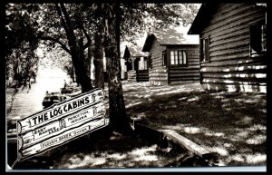 1940s The Log Cabins East Barbee Lake Pierceton IN Real Photo Postcard