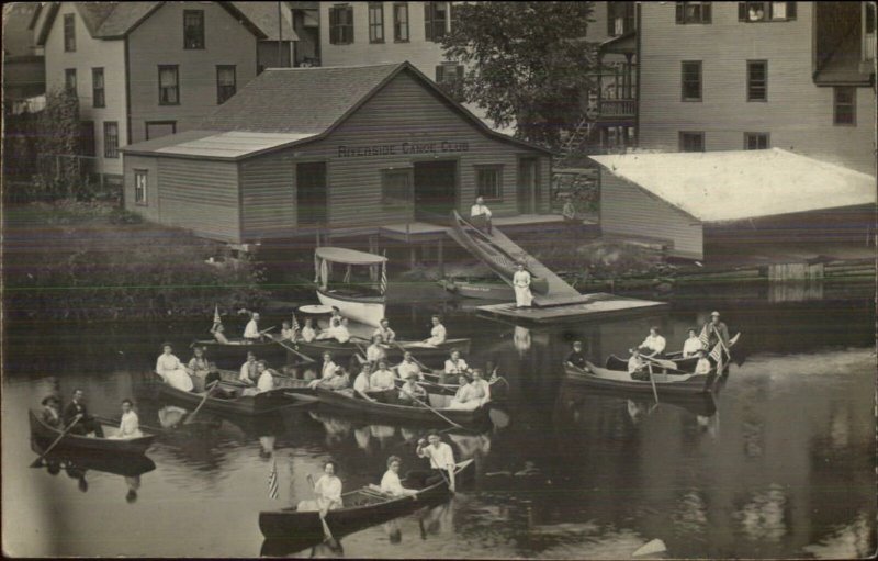 St. Johnsbury VT Cancel Riverside Canoe Club CRISP Real Photo Postcard