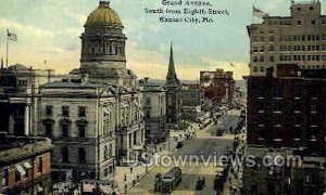 Grand Ave. - Kansas City, Missouri MO Postcard