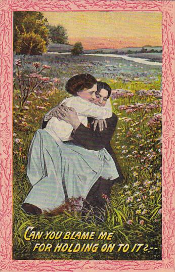 Romantic Couple In Field Of Flowers 1910