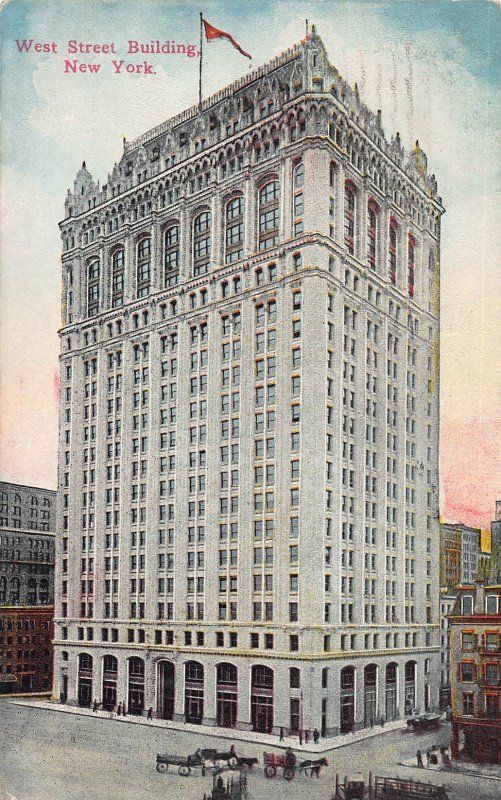 West Street Building, New York, N.Y., Early Postcard, Used in 1915