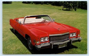 1974 RED CADILLAC CONVERTIBLE ~ Automobile  Advertising  Postcard