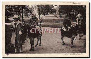 Old Postcard Donkey Mule Vichy Promenade a anes