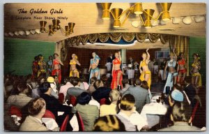 Reno Nevada 1950s Postcard Golden Bank Casino Dancing Girls Cabaret Showgirls