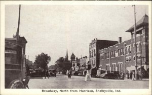 Shelbyville Indiana IN Broadway Classic 1930s Cars Vintage Postcard