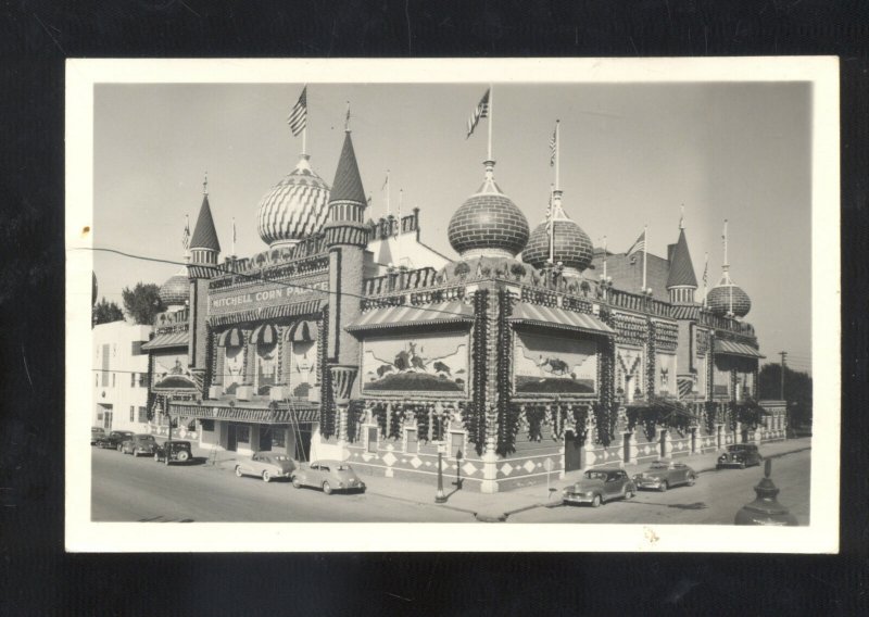 RPPC MITCHELL SOUTH DAKOTA S.D. CORN PALACE OLD CARS REAL PHOTO POSTCARD