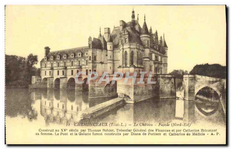Postcard Old Chateau Chenonceau The Facade North East