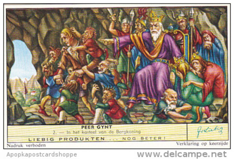 Liebig Trade Card s1733 Peer Gynt No 2 In het kasteel van de Bergkoning