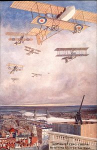 London Royal Flying Corps Returning from Air Raid WWI Vintage Postcard