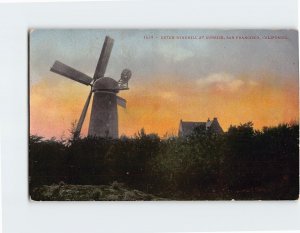 Postcard Dutch Windmill At Sunrise, San Francisco, California