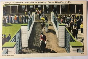 Wheeling Downs Wheeling WV Horse Race Track Postcard Leaving Paddock Post Time