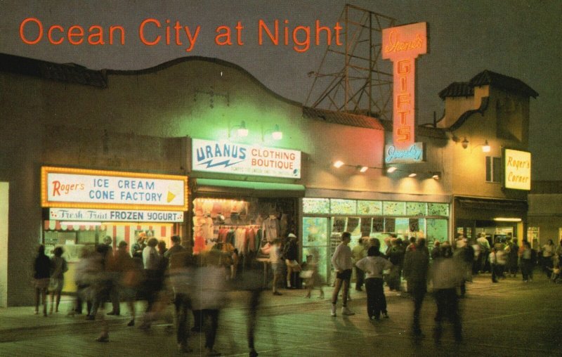 Vintage Postcard Ocean City Night Uranus Clothing Roger's Ice Cream New Jersey